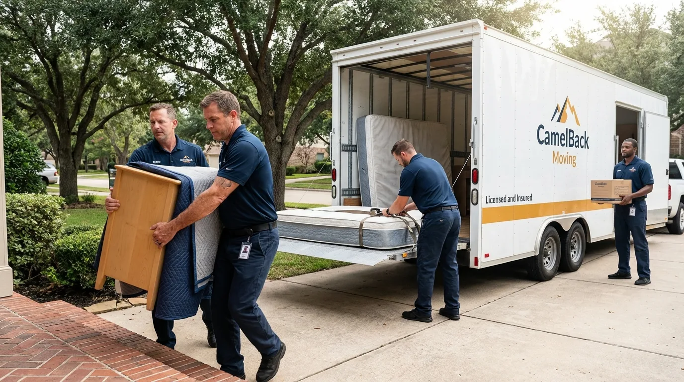 Crew loading residential truck for cross-state move from Pownal, VT